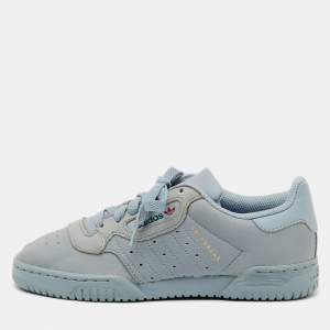 Pre Owned Yeezy x Adidas Grey Leather Adidas Yeezy Powerphase Calabasas Sneakers Size 36 2/3