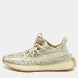 Pre Owned Yeezy x Adidas Boost 350 V2 Citrin (Non-Reflective) Size 43 1/3 Pale Green Knit Fabric Low Top Sneakers
