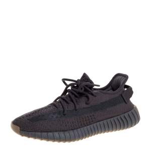 Pre Owned Yeezy x Adidas Dark Grey Cotton Knit Boost 350 V2 Cinder Sneakers Size 42