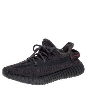 Pre Owned Yeezy x Adidas Black Cotton Knit Boost 350 V2 Reflective Sneakers Size 40