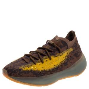 Pre Owned Yeezy x Adidas Brown/Yellow Knit And Mesh Boost 380 LMNTE Sneakers Size 46