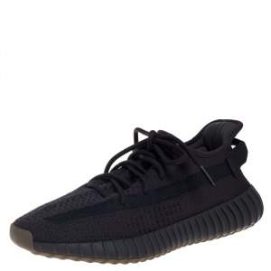 Pre Owned Yeezy x Adidas Dark Grey Cotton Knit Boost 350 V2 Cinder Sneakers Size 42