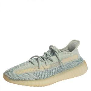 Pre Owned Yeezy x Adidas Blue/White Cotton Knit Boost 350 V2 'Cloud White' Sneakers Size 42.5