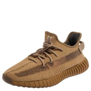 Pre Owned حذاء رياضي ييزي x أديداس "بوست 350 ڨي2 ايرث" تريكو و شبك بني مقاس 45 1/3