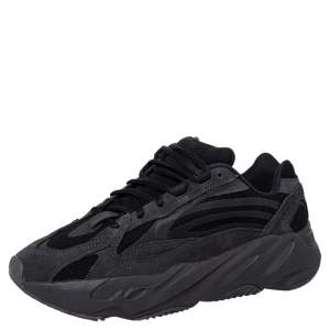 Pre Owned Yeezy x adidas Dark Grey Suede And Canvas Boost 700 Vanta Low Top Sneakers Size 42