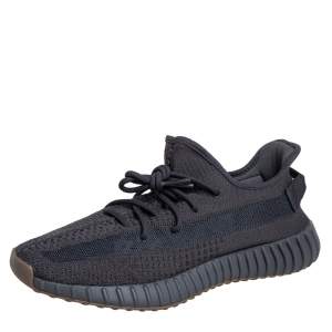 Pre Owned Yeezy x Adidas Dark Grey Knit Fabric Boost 350 V2 Cinder Sneakers Size 44 2/3