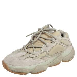 Pre Owned Yeezy x Adidas Green Neoprene and Suede Yeezy 500 Stone Sneakers Size 40