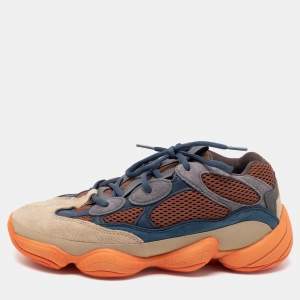 Pre Owned Yeezy x Adidas Multicolor Fabric and Suede Yeezy 500 ‘Enflame Sneakers Size 43 1/3