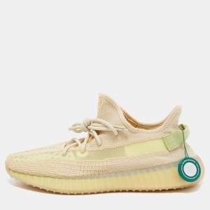 Pre Owned Yeezy x Adidas Beige Knit Fabric Boost 350 V2 Cloud Sneakers Size 48