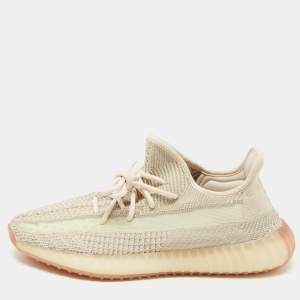 Yeezy x Adidas Beige/Grey Knit Fabric Boost 350 V2 Citrin Sneakers Size 44 2/3