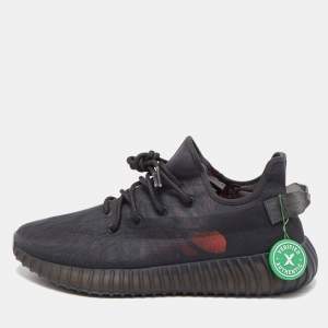 Pre Owned Yeezy x Adidas Black Mesh Boost 350 V2 Mono Cinder Sneakers Size 46 2/3