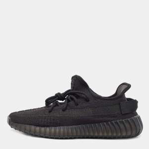 Pre Owned Yeezy x adiddas Black Fabric Boost 350 v2 Black Sneakers Size 41 1/3