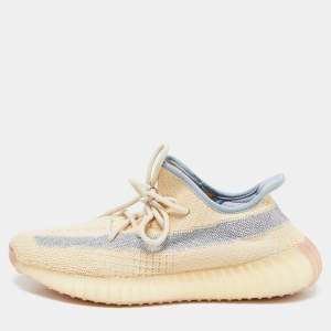 Yeezy x Adidas Beige Knit Fabric Boost-350-V2-linen Sneakers Size 42 2/3