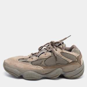 Pre Owned Yeezy x Adidas Tricolor Mesh and Suede Yeezy 500 Clay Brown Sneakers Size 44