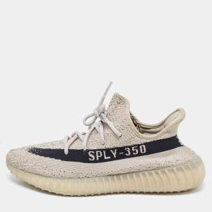 Pre Owned Yeezy x Adidas Grey/Black Knit Fabric Boot 350 V2 Core Black-State Sneakers Size 45 1/3