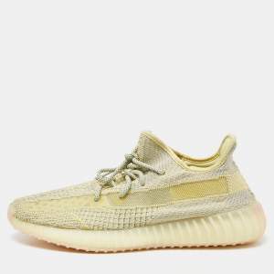 Yeezy x Adidas Yellow/Grey Knit Fabric Boost 350 V2 Antlia Non-Reflective Sneakers Size 45 1/3