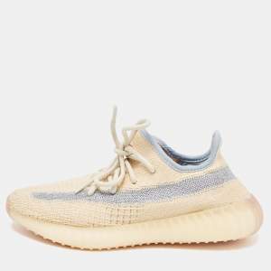 Yeezy x Adidas Yellow/Grey Knit Fabric Boost 350 V2 Sneakers Size 39 1/3