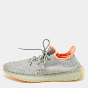 Pre Owned Yeezy x Adidas Green Knit Fabric Boost 350 V2 Desert Sage Sneakers Size 47 1/3