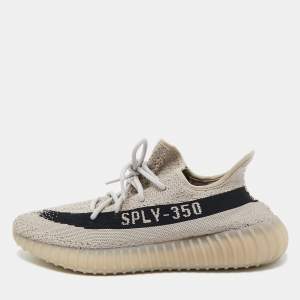Yeezy x Adidas Grey/Black Knit Fabric Boost 350 V2 Slate Sneakers Size 44
