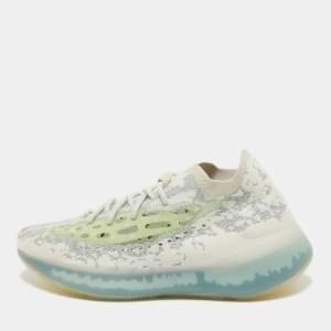 Pre Owned Adidas x Yeezy Blue/White Knit Fabric Boost 380 Alien Sneakers Size 47 1/3