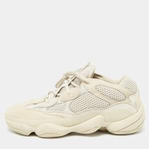 Pre Owned Yeezy x Adidas Cream Mesh and Suede 500 Blush Sneakers Size 42 2/3