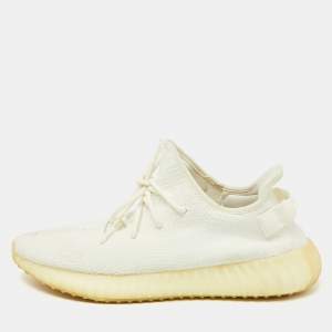 Yeezy x Adidas White Knit Fabric Boost 350 V2 Cream Sneakers Size 48
