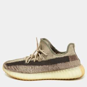 Yeezy x Adidas Brown/Beige Knit Fabric Boost 350 V2 Zyon Sneakers Size 48