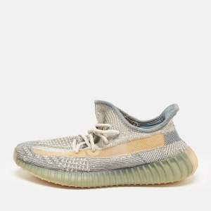 Pre Owned Yeezy x Adidas Grey/Beige Knit Fabric Boost 350 V2 Israfil Sneakers Size 42 2/3