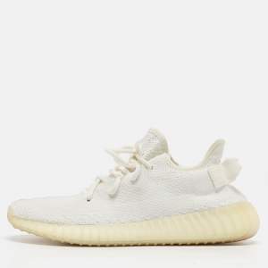 Yeezy x Adidas White Knit Fabric Boost 350 V2 Cream Sneakers Size 41 1/3