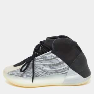 Pre Owned Yeezy x Adidas Grey/Black Knit Fabric and Neoprene QNTM Quantum Sneakers Size 41 1/3