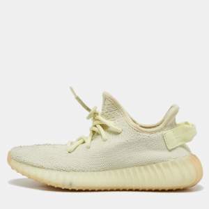 Yeezy x Adidas Light Yellow Knit Fabric Boost 350 V2 Butter Sneakers Size 38
