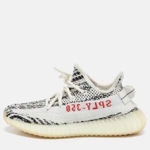 Yeezy x Adidas White/Black Knit Fabric Boost 350 V2 Zebra Sneakers Size 37 1/3