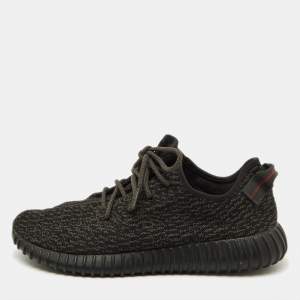 Yeezy x Adidas Black Knit Fabric Boost 350 Pirate Black Sneakers Size 46