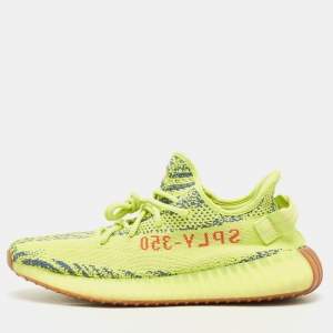 Yeezy x Adidas Neon Yellow Knit Fabric Boost 350 V2 Semi Frozen Yellow Sneakers Size 44