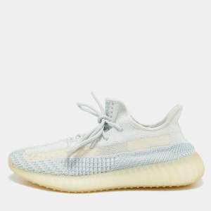 Yeezy x Adidas Blue/White Knit Fabric Boost 350 V2 Cloud White (Non-Reflective) Sneakers 42 2/3