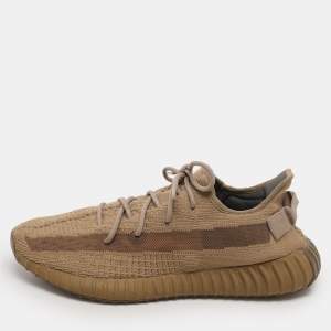Yeezy x Adidas Brown Knit Fabric Boost 350 V2 "Earth" Low Top Sneakers Size 48