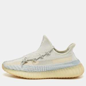 Yeezy x Adidas Blue/White Knit Fabric Boost 350 V2 Cloud White (Non-Reflective) Sneakers 43 1/3