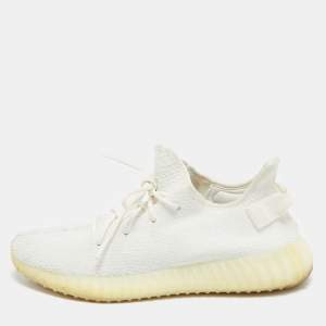Yeezy x Adidas White Knit Fabric Boost 350 V2 Up Sneakers Size 44 2/3