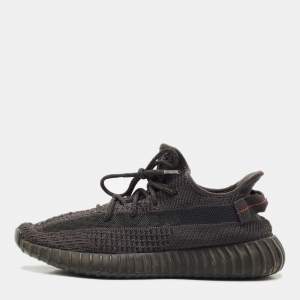 Yeezy x Adidas Black Knit Fabric Boost 350 V2 Black Cinder Low Top Sneakers Size 44 1/3