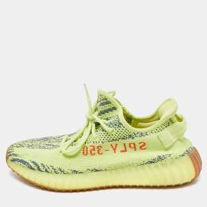 Yeezy x Adidas Neon Yellow Knit Fabric Boost 350 V2 Semi Frozen Yellow Sneakers Size 44