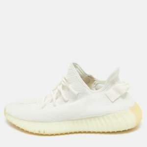 Yeezy x Adidas White Knit Fabric Boost 350 V2 White Sneakers Size 44