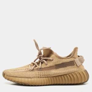 Yeezy x Adidas Brown Knit Fabric Boost 350 V2 Earth Sneakers Size 38 2/3
