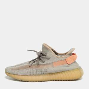 Pre Owned Yeezy x Adidas Grey Knit Fabric Boost 350 V2 Low Top Sneakers Size 41.5