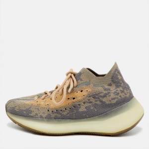 Pre Owned Yeezy x Adidas Grey/Beige Knit Fabric Boost 380 Mist Non-Reflective Sneakers Size 37 1/3
