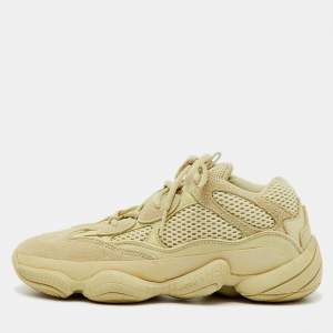 Pre Owned Yeezy x Adidas Cream Suede and Mesh Yeezy 500 Super Moon Yellow Sneakers Size 37 1/3
