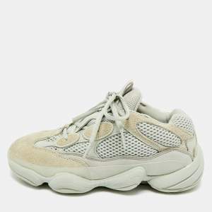 Pre Owned Yeezy x Adidas Grey Leather and Mesh 500 Salt Sneakers Size 38