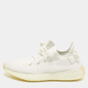 مملوكة مسبقًا Yeezy x Adidas 350 V2 Size 44 White Knit Fabric Low Top Sneakers
