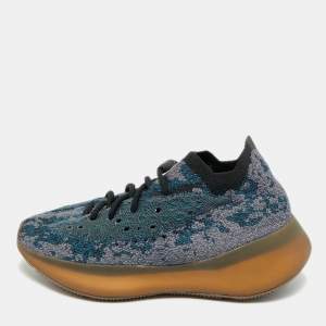 مملوكة مسبقًا Yeezy x Adidas Covellite Boost 380 Size 39 1/3 Blue/Grey Knit Fabric Sneakers