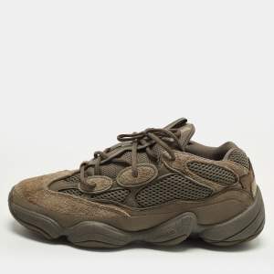 Pre Owned Yeezy x Adidas 500 Clay Brown Size 45 1/3 Brown Suede and Mesh Low Top Sneakers