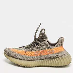 Pre Owned Yeezy x Adidas Boost 350 V2 Beluga Size 37 1/3 Grey/Orange Knit Fabric Lace Up Sneakers